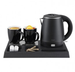 Czajnik hotelowy AD 1387 z tacką z 2 kubkami 1l, inox