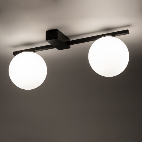 Kinkiet PIK Czarny Biały Szklany Klosz 2xG9