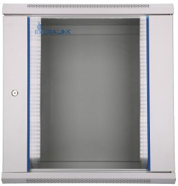 Szafka wisząca rack 12U 600x450 szara szklane drzwi