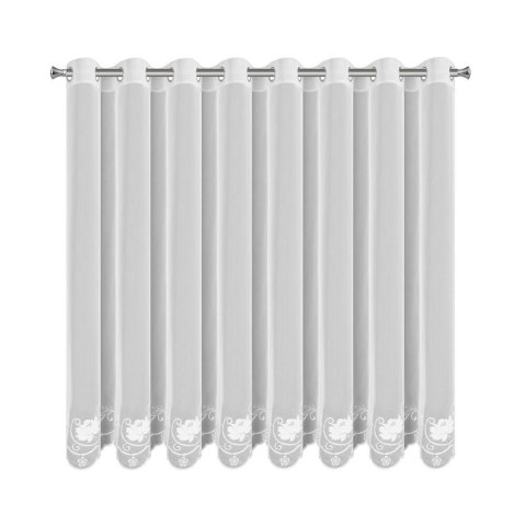 Firana LETI haft kwiatowy 350x160 cm biała