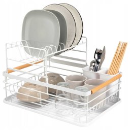 SUSZARKA DO NACZYŃ Z OCIEKACZEM I TACĄ E-8078 BIAŁA