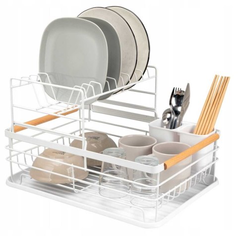 SUSZARKA DO NACZYŃ Z OCIEKACZEM I TACĄ E-8078 BIAŁA