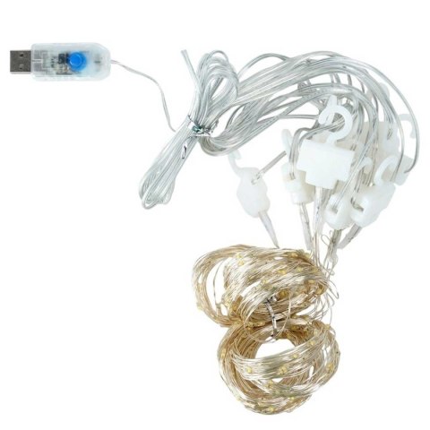 KURTYNA ŚWIETLNA 300 LED 3m Z PILOTEM 839439 BIAŁY CIEPŁY