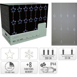 LAMPKI CHOINKOWE KURTYNA ŚWIETLNA 200x200 CM 415LED GWIAZDKI MULTIKOLOR