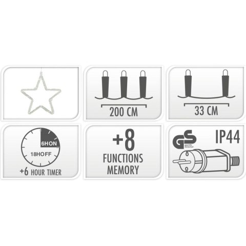 LAMPKI CHOINKOWE KURTYNA ŚWIETLNA 200x200 CM 415LED GWIAZDKI MULTIKOLOR