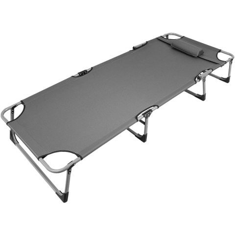 ŁÓŻKO TURYSTYCZNE SKŁADANE 3- POZYCYJNE 188X73X28CM CIEMNO SZARE