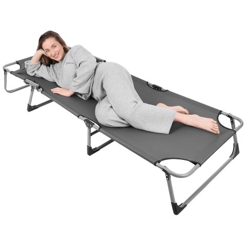 ŁÓŻKO TURYSTYCZNE SKŁADANE 3- POZYCYJNE 188X73X28CM CIEMNO SZARE