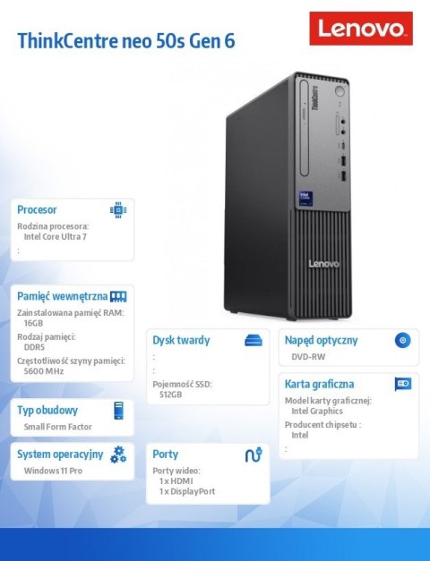 Desktop ThinkCentre Neo 50s SFF 13DM002APB W11Pro 7 265/16GB/512GB/INT/3YRS OS