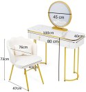 Toaletka Kosmetyczna Z Lustrem LED Blat 100 Cm Biała VERDIRO + Krzesło