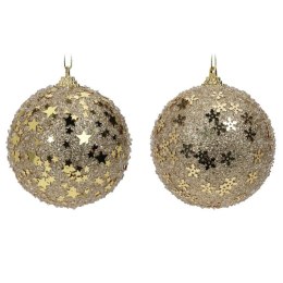 Bombki choinkowe złote brokatowe 12 szt. 8 cm