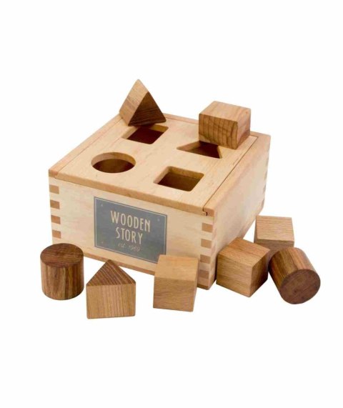 Drewniany Box do Sortowania Kształtów - Naturalny