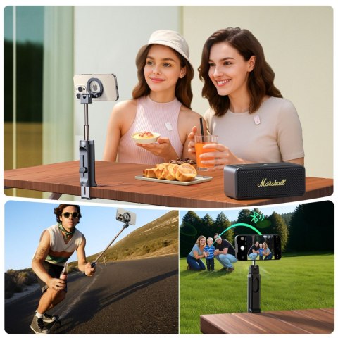 Selfie stick kij do zdjęć z uchwytem pilotem Bluetooth MagSafe - czarny