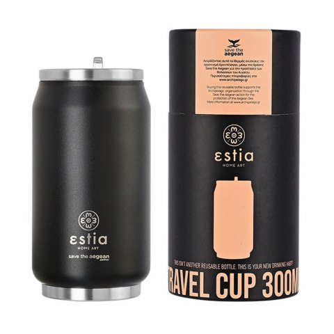 Czarny kubek termiczny ze słomką 300 ml Midnight Black