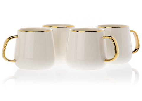 Serwis kawowy Noah White Gold Komplet wykonany z ceramiki w kolorze biało-złotym. Zestaw zawiera 4 Filiżanki, dzbanek, 4 łyżeczk