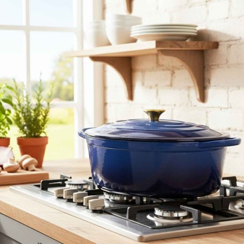 EMALIOWANA BRYTFANNA ŻELIWNA GĘSIARKA 6L HAGE NIEBIESKA