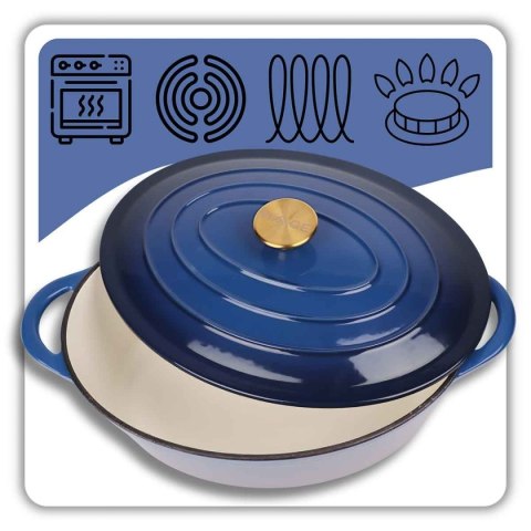 EMALIOWANA BRYTFANNA ŻELIWNA GĘSIARKA 6L HAGE NIEBIESKA