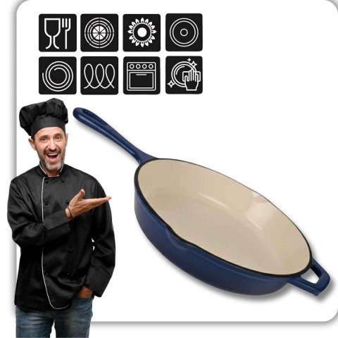 EMALIOWANA PATELNIA ŻELIWNA 26cm HAGE NIEBIESKA