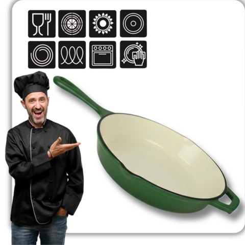 EMALIOWANA PATELNIA ŻELIWNA 26cm HAGE ZIELONA