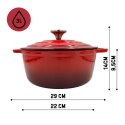 EMALIOWANY GARNEK ŻELIWNY 22cm 3L HAGE CZERWONY