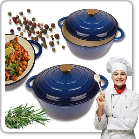 EMALIOWANY GARNEK ŻELIWNY 22cm 3L HAGE NIEBIESKI