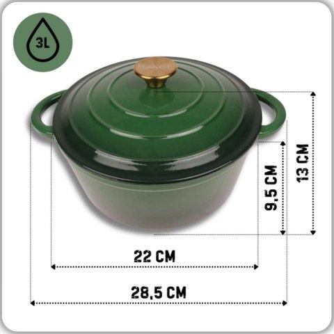 EMALIOWANY GARNEK ŻELIWNY 22cm 3L HAGE ZIELONY