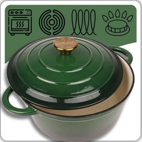 EMALIOWANY GARNEK ŻELIWNY 22cm 3L HAGE ZIELONY