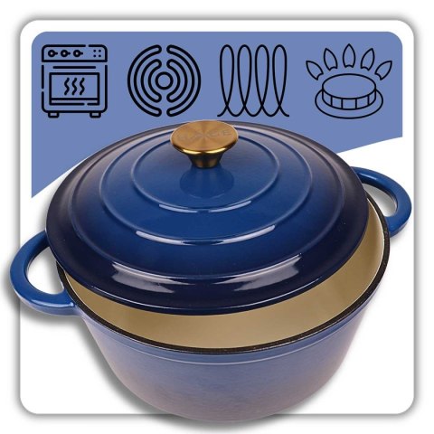 EMALIOWANY GARNEK ŻELIWNY 24cm 4L HAGE NIEBIESKI