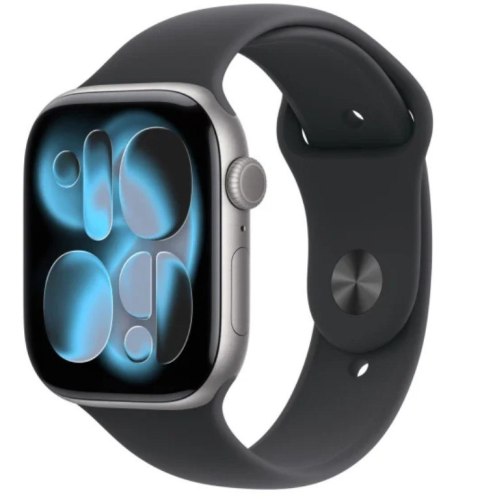 Watch Series 11 GPS+Cellular koperta 46 mm z aluminium w kolorze gwiezdnej szarości, pasek sportowy w kolorze czarnym - rozmiar 