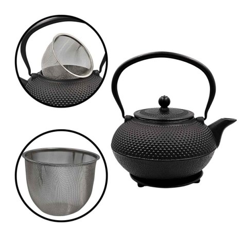 ZAPARZACZ ŻELIWNY DZBANEK CZARNY 1,4L Z FILTREM i FILIŻANKAMI PREZENT