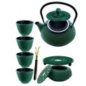 ZAPARZACZ ŻELIWNY DZBANEK ZIELONY 900ml Z PODGRZEWACZEM i FILIŻANKAMI PREZENT