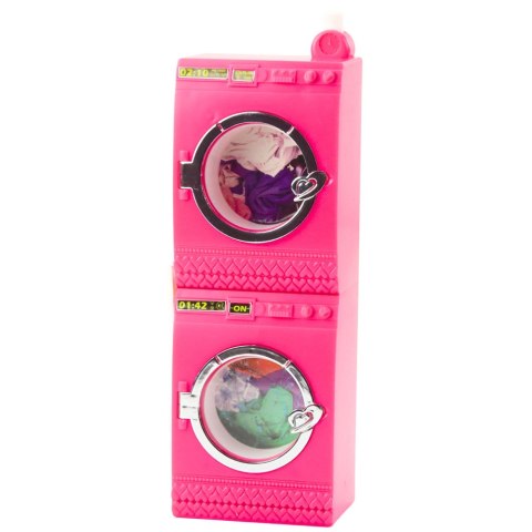 Zestaw Pralnia Dla Lalek Pralka Suszarka Wieszak Kosz Różowe