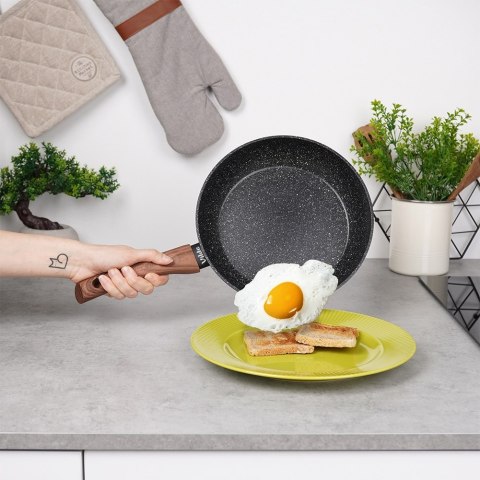 Zestaw komplet patelni granitowych BLACK&WOOD 3-ele 20 / 24 / 28 cm VILDE 199011