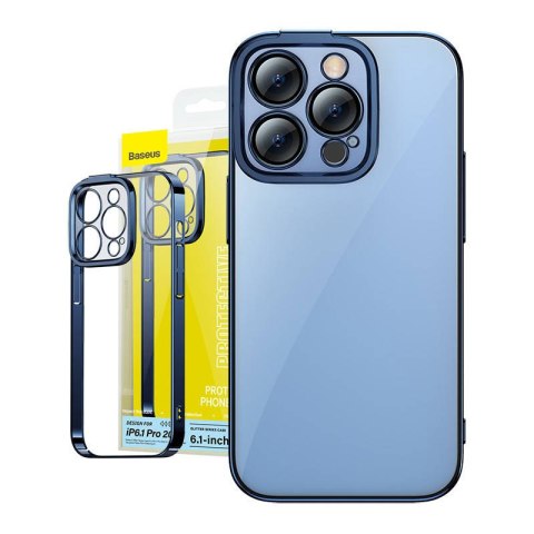 Zestaw ochronny BASEUS Glitter do iPhone 14 Pro (niebieski)