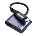 Adapter audio 2w1 Joyroom SY-L01 lightning do 3.5mm + lightning (czarny)