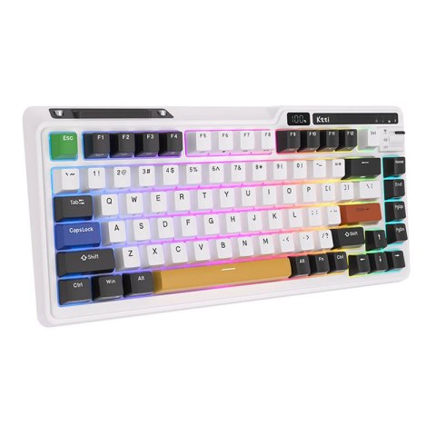 Bezprzewodowa klawiatura mechaniczna Royal Kludge KZZI K75 pro RGB, Moment Switch (czarno-biała) (QWERTY)