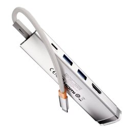 HUB 5 w 1 Baseus Ultra Joy USB-C - HDMI, USB3.0x2, PD, RJ45 (srebrny)