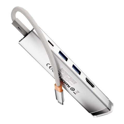HUB 5 w 1 Baseus Ultra Joy USB-C - HDMI, USB3.0x2, PD, RJ45 (srebrny)