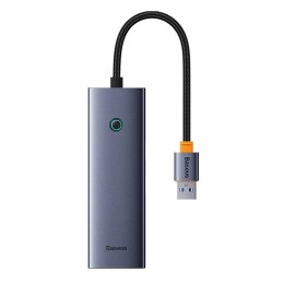 Hub 4w1 Baseus UltraJoy USB-A do USB 3.0 + RJ45 (szary)