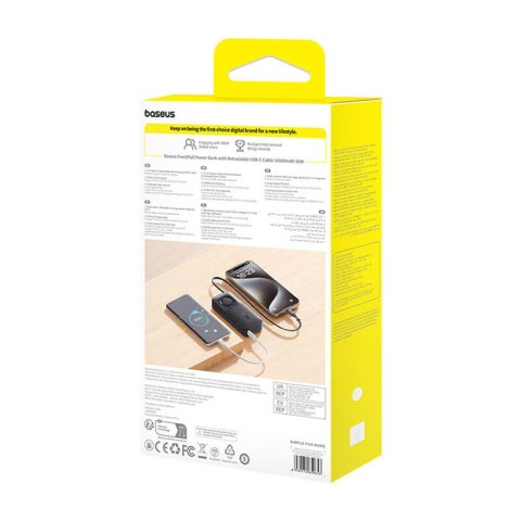 Powerbank BASEUS OS Free2Pull 10000mAh 30W z kablem (czarny)