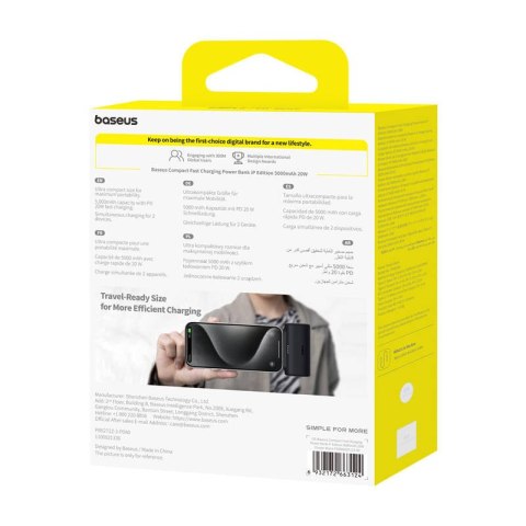 Powerbank BASEUS Compact 5000mAh 20W Lightning (czarny)