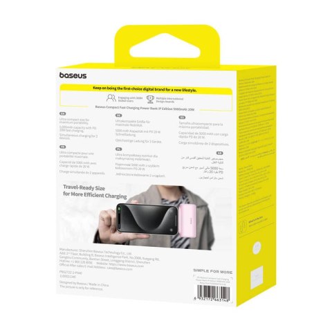 Powerbank BASEUS Compact IP 5000mAh 20W (różowy)