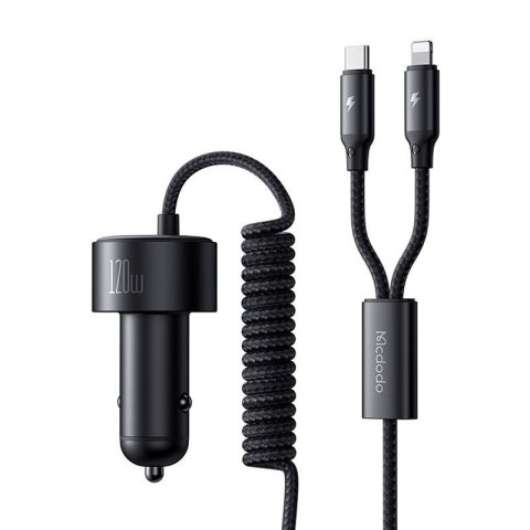Ładowarka samochodowa MCDODO CC-0370 120W z kablami USB-C/Lightning