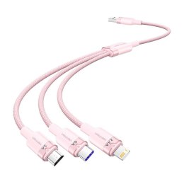 Kabel USB 2.0 A do 3w1 6A Vention CTRPG 1.5M (różowy)