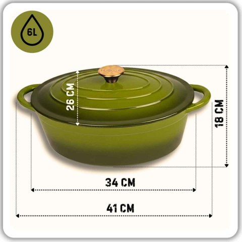 EMALIOWANA BRYTFANNA ŻELIWNA GĘSIARKA 6L HAGE OLIWKOWA