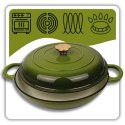 EMALIOWANY GARNEK ŻELIWNY PŁASKI 30cm 3L HAGE OLIWKOWY