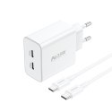 Ładowarka GaN Foneng EU50, 35W 2x USB-C na Type-C do Lightning (biała)