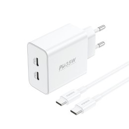 Ładowarka GaN Foneng EU50, 35W 2x USB-C na Type-C do Lightning (biała)