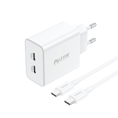 Ładowarka GaN Foneng EU50, 35W 2x USB-C na Type-C do Lightning (biała)