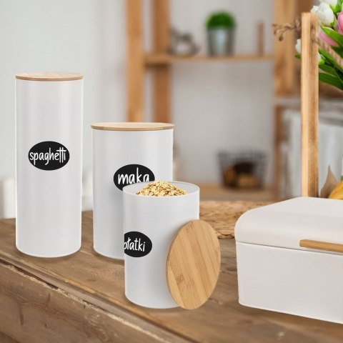 Pojemnik kuchenny puszka na żywność metalowy biały WHITELINE 2.65L ORION 127542