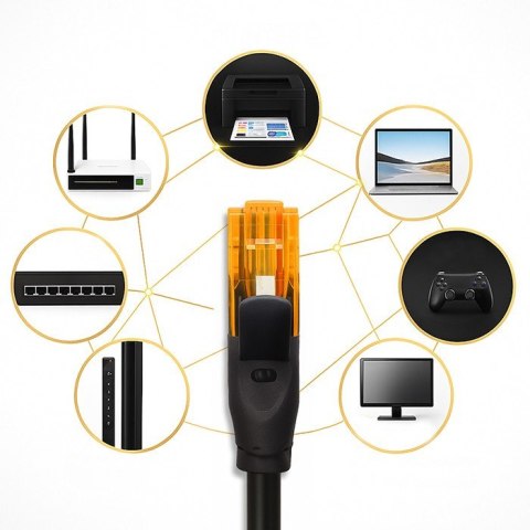 Kabel patchcord UTP | kat.6 | 2 x RJ-45 | High speed 1Gb/s | Pozłacane styki | 30m | Czarny